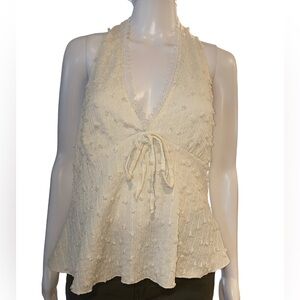 White Eyelet Halter Tank Top